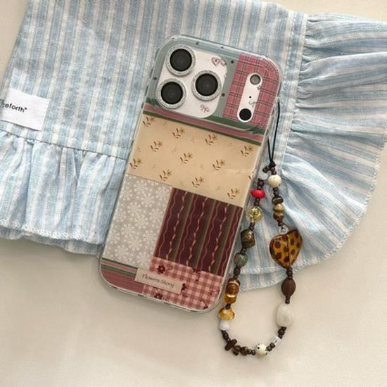 Floral Retro Plaid Phone Case for Apple 17 Pro & iPhone 16 Pro Max, 15 Pro Compatible, Full Coverage