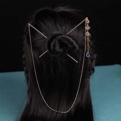 Fashion Pearl Tassel Hair Accessories Hair Sticks Headdress Double Strand Hairpins Hair Fork
