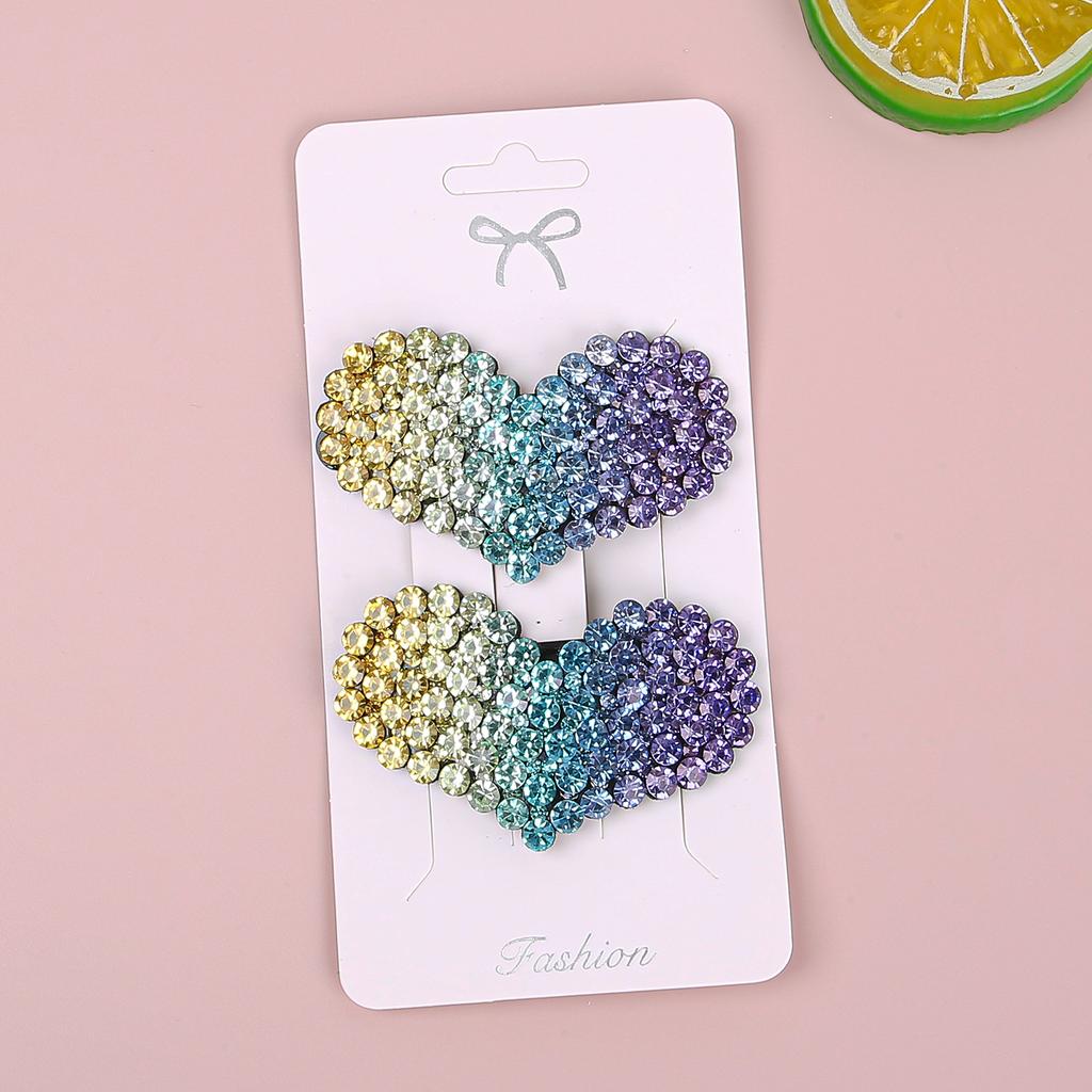 2 SZT. Urocze Kryształowe Spinki do Włosów w Kształcie Serca Błyszczące Spinki do Włosów w Kształcie Tęczowego Serca Spinki Wsuwki Dziecięce Spinki do Włosów Akcesoria do Włosów dla Dzieci
