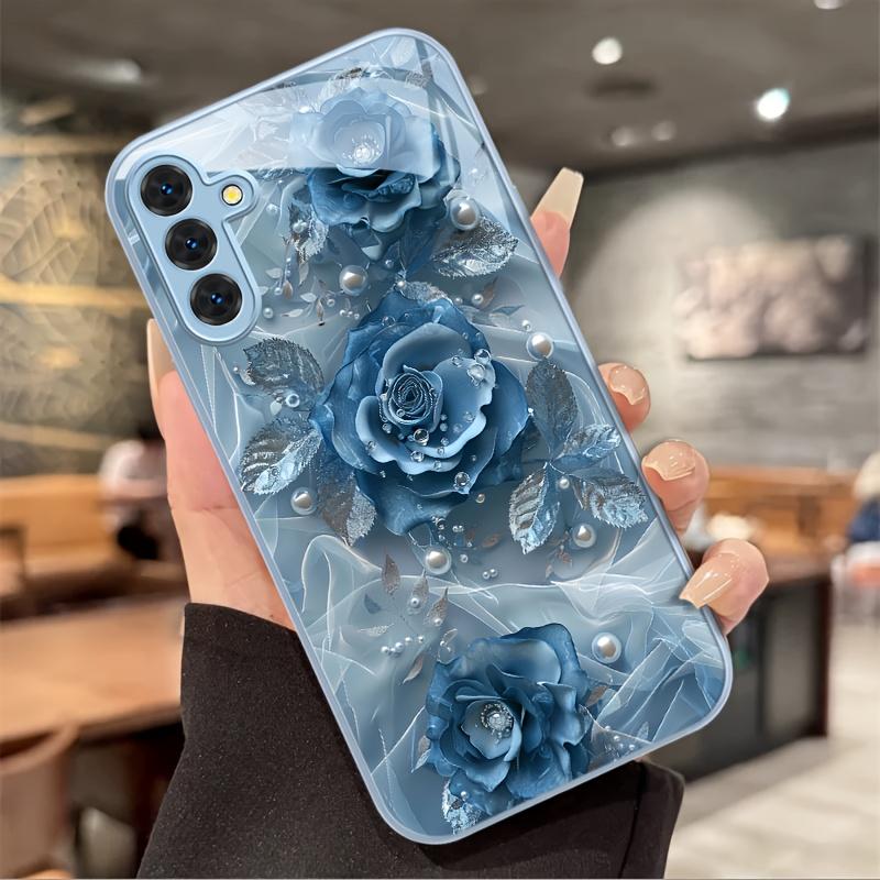 Flower blue Hot-selling Exquisite Beautiful  PhoneCase Glass PhoneCase for Samsung Galaxy S26 S25 S24 S23 S22 S21 FE Ultra Plus