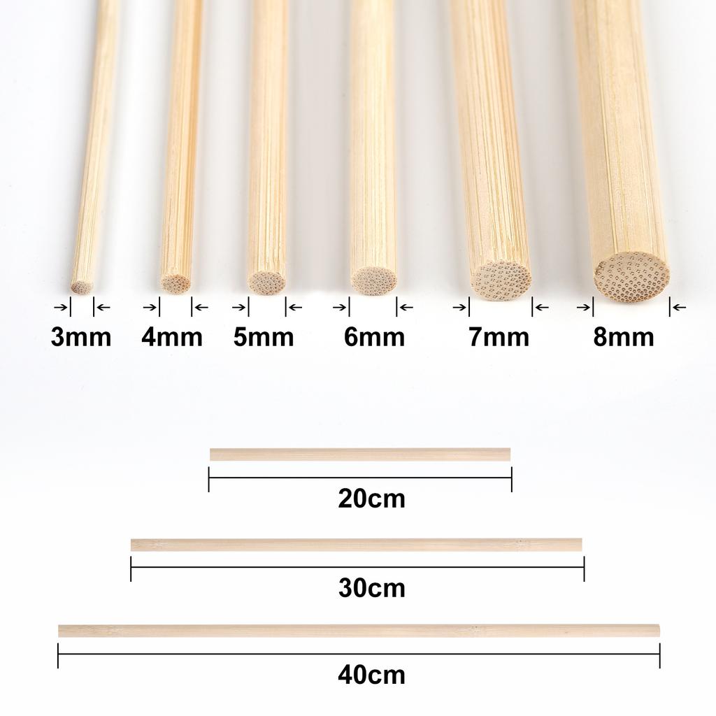 3-8mm Round Natural Wooden Bamboo Sticks DIY Handmade Craft Making Small Wooden Stick Material For Woodworking Supplies Graft