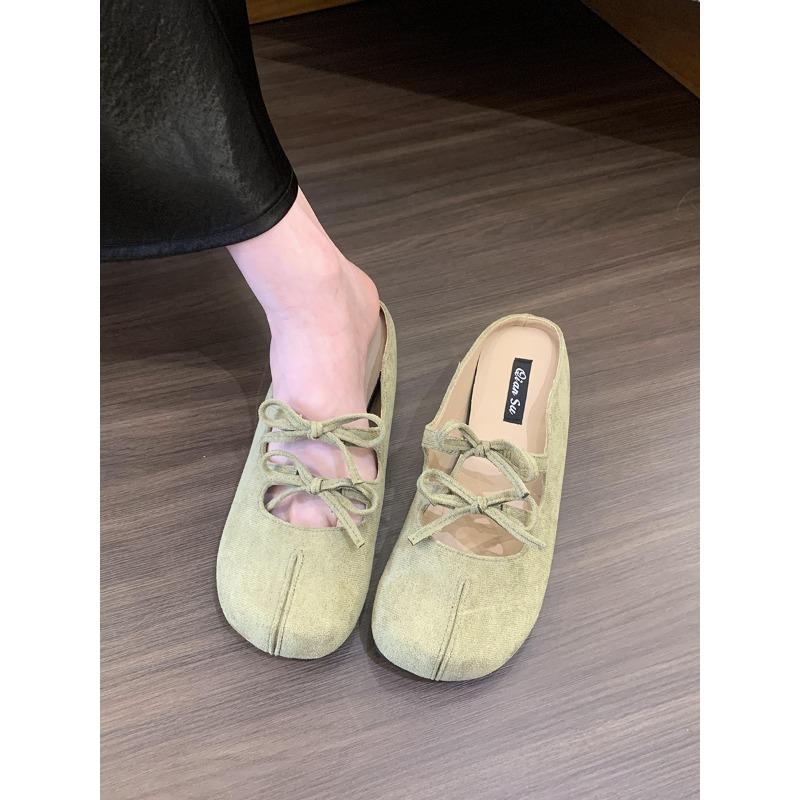 Fashion New Style Fashion Close Toe Mule Shoes Women Slippers Flats Slides Outdoor Flip Flops Elegant Silk  Ladies Shoes Casual Loafers