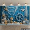 2D Nautical Theme Wall Tapestry 2D Flat Banner Sea Shell Starfish Ship Wheel Ocean Decor Beach House Living Room