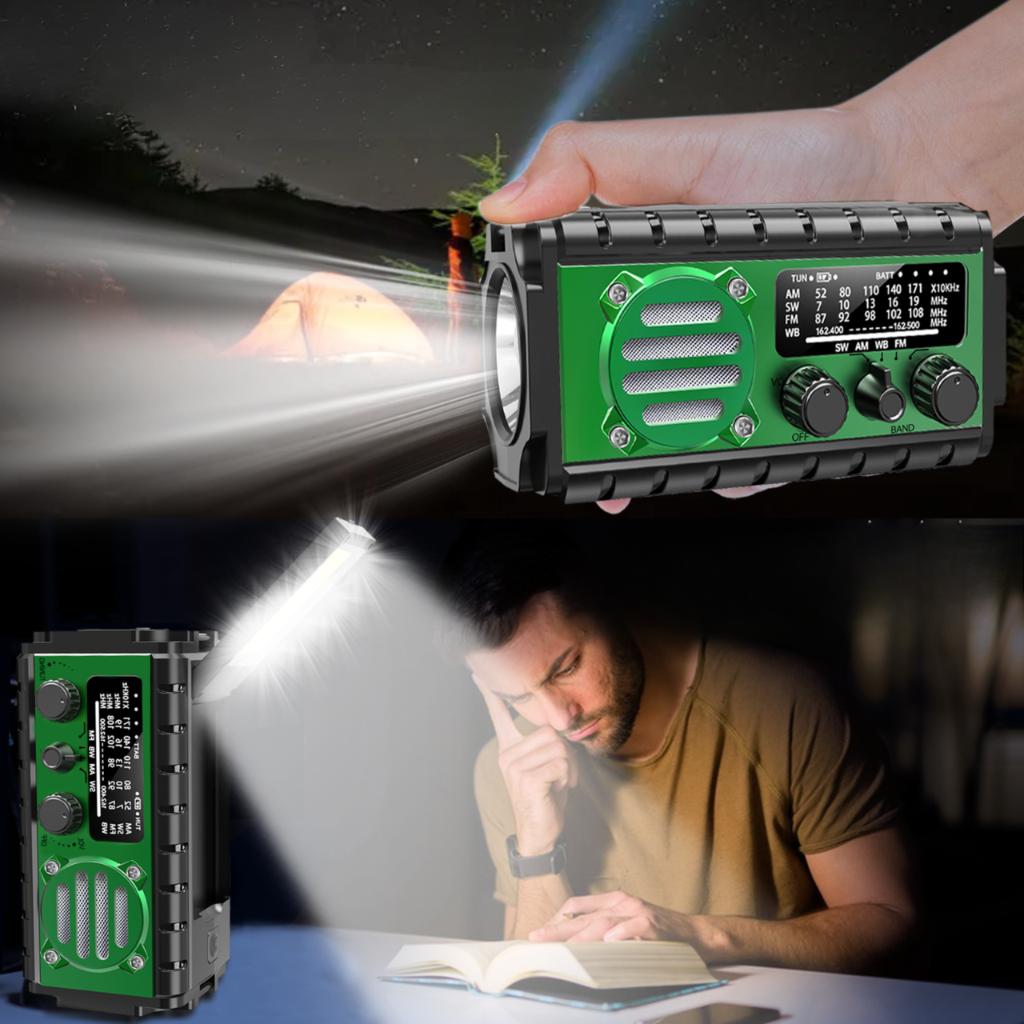 Radio Solarne Przenośne Z Korbką Latarka Powerbank 20000Mah Akumulator
