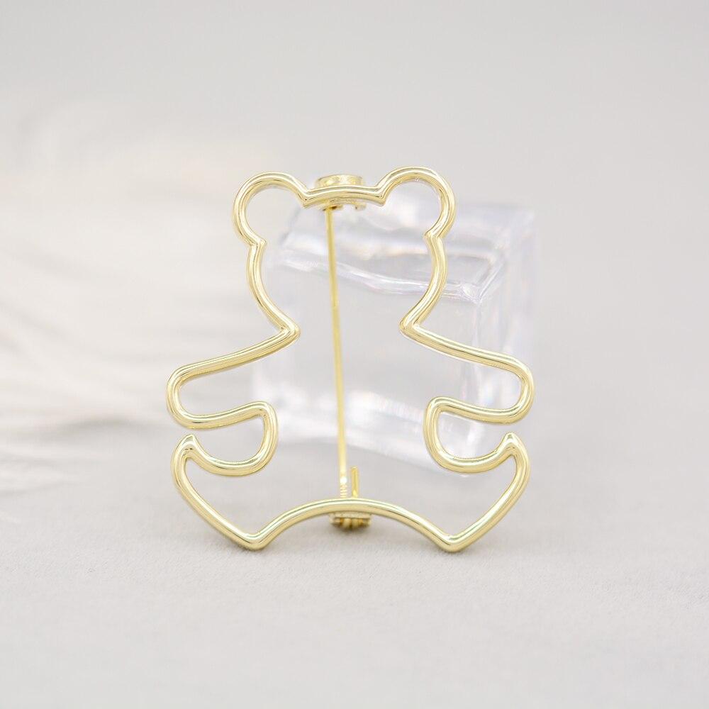Blucome Newest Fashion Little Bear Shape Brooches Copper Animal Corsage Suit Scarf Pins for Women