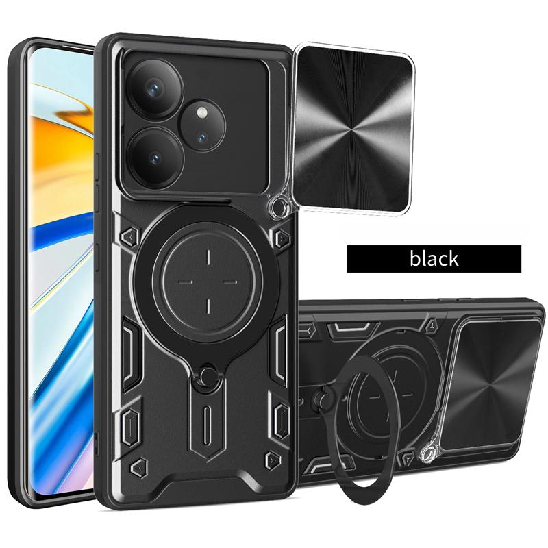 Para Realme GT6 GT 6T Neo 6 Neo6 SE Funda Protectora de Lente Deslizante para Teléfono Para Realme GT Neo6SE Armor Soporte Magnético Anillo Cubierta Trasera