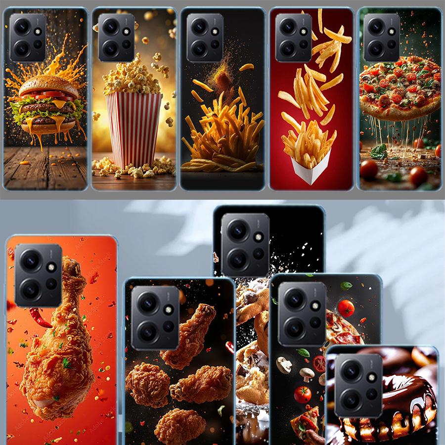 Food Fries Beer Cheese Sushi Cookie Phone Case For Redmi Note 14 15 Pro 5G 13 12 Pro Plus 11 11T 11E 11S 10 Pro 10S 9 9S Cover C