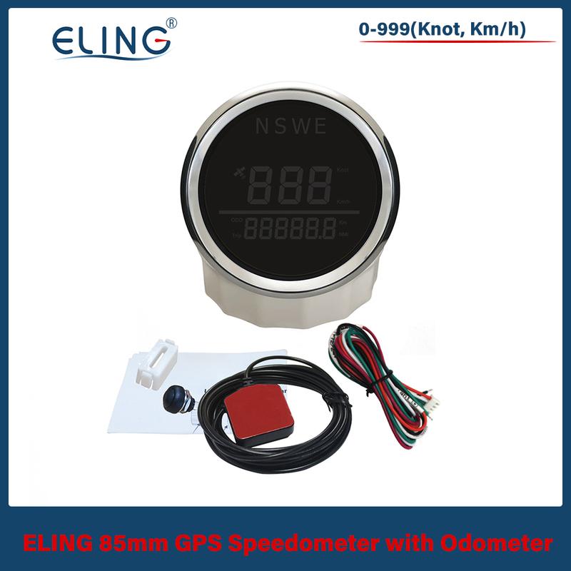 ELING Universal Marine 85mm Digital GPS Speedometer 0-999 (Knots, Km/h) with Backlight GPS Antenna for Sailboat Yacht 12V 24V