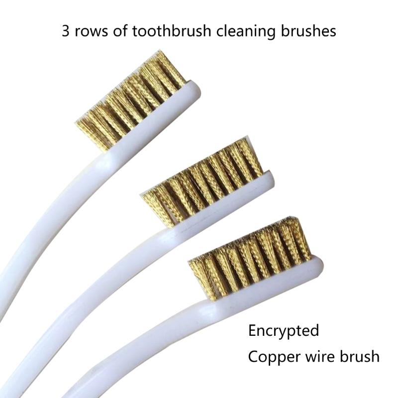 Copper Plated Brush For Industrial Devices Surface-Inner Polishing Grinding Cleaning Brush 3 Row Wire Brush Rust Remover