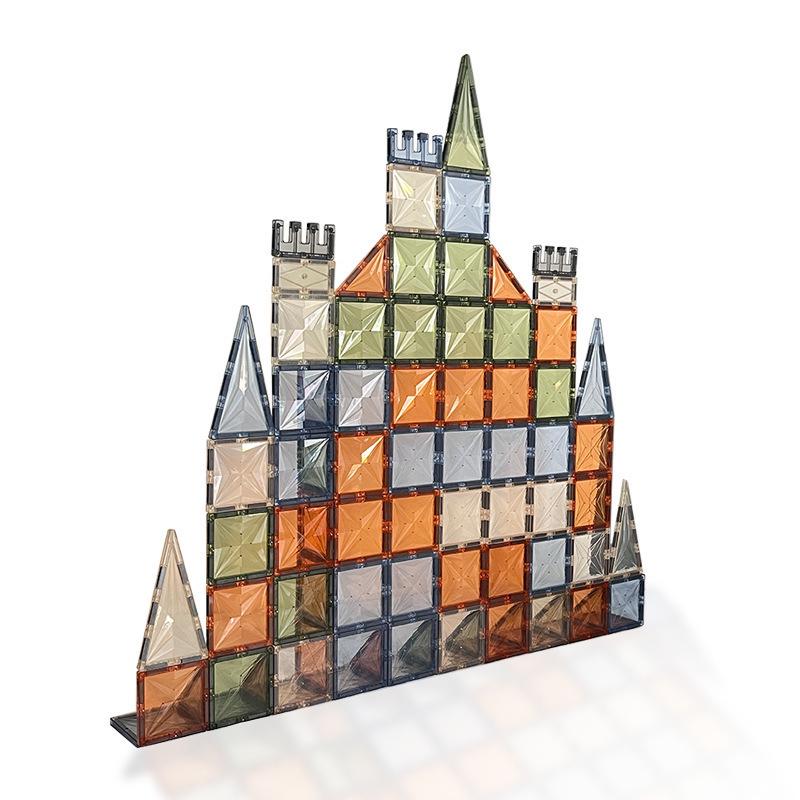 Large Nature Colors Stained Glass Magnetic Building Blocks for Castle Track Assembly