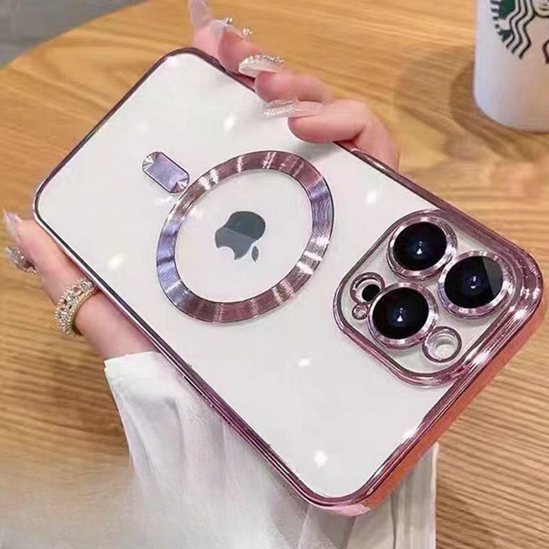 Aplicable a IPhone16Pro Funda magnética electrochapada para teléfono Apple 15 Carcasa blanda Cubierta completa 14 Transparente 13pro Funda protectora