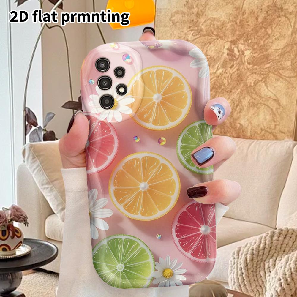 Phone Case: 2D Flat Samsung Galaxy A34 A35 M05 M06 S20 S22 S21 FE Plus 5G Protective Case, Couple Style, Fruit Slices, Christmas and Halloween Gifts