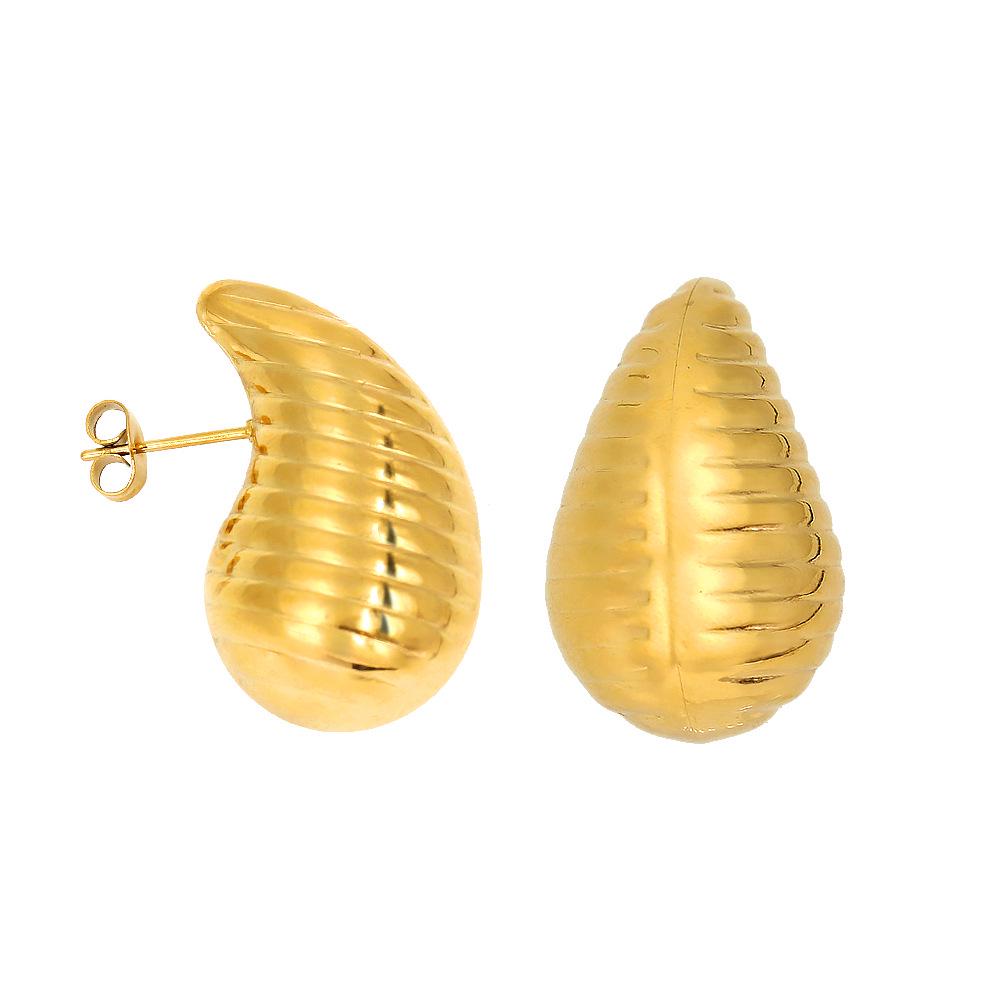 18K Gold-Plated Stainless Steel Teardrop Earrings - European & American Design золотой