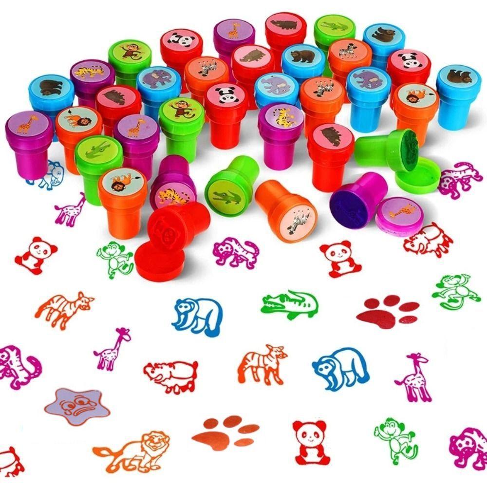 10/12/26Pcs Self-ink Children's Self-stamp Set  for Children Treasure Box Prize Birthday Party Gift
