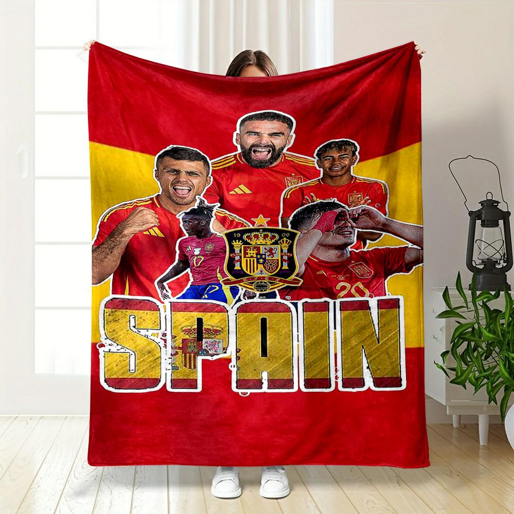 Spain Football Team Designed Flannel blanket for bedroom, living room, sofa, and nap
