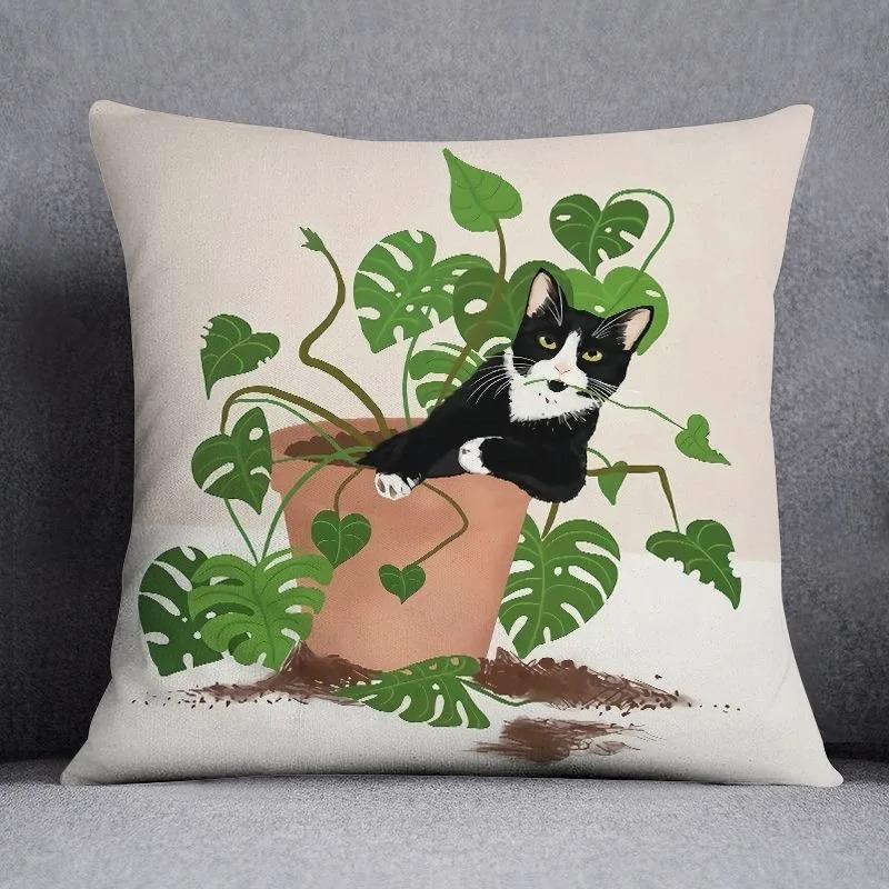 

Чехол для подушки в скандинавском стиле с рисунком милого кота для гостиной, спальни, дивана, автомобиля, офиса, сиденья, наволочка 40x40cm