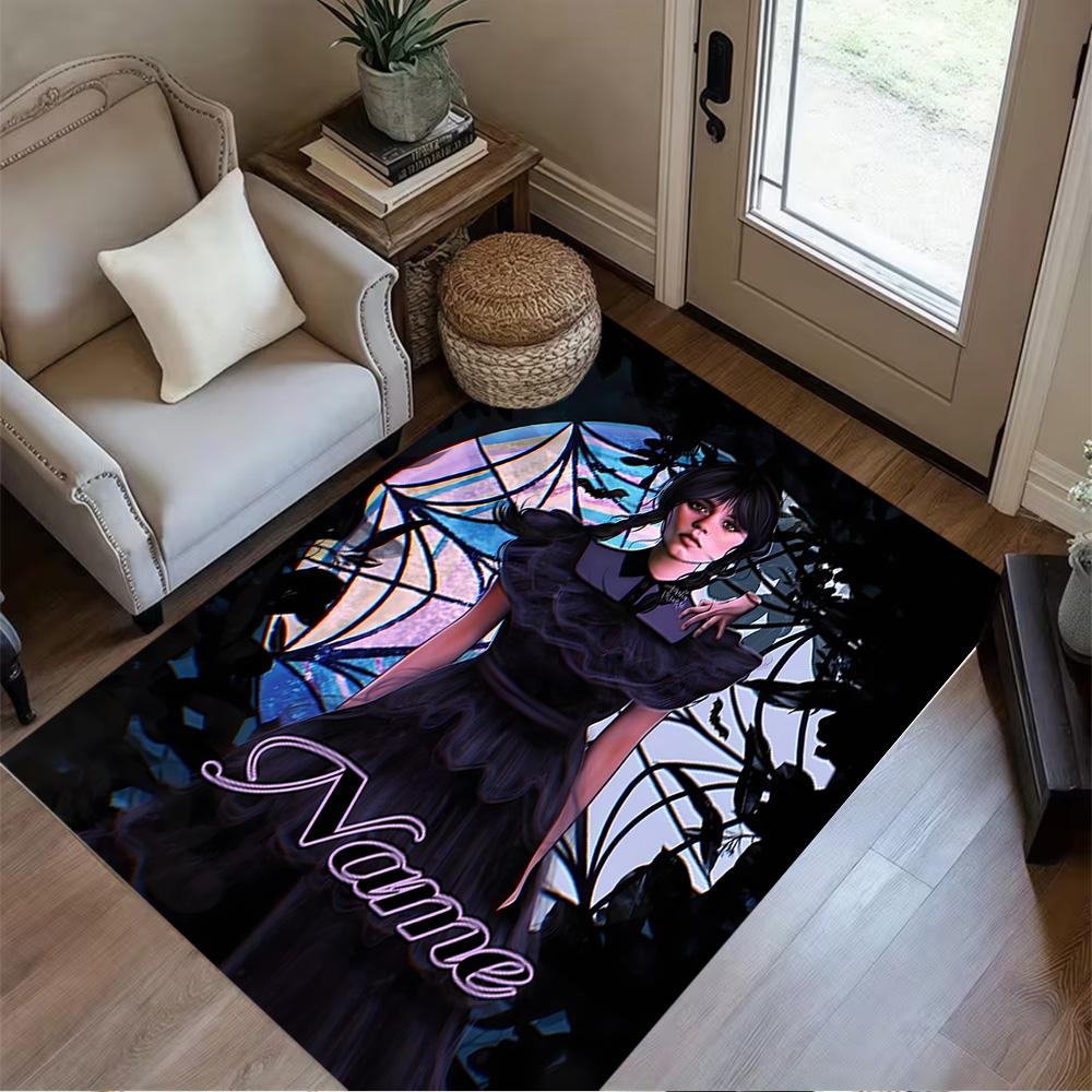 Gothic Fantasy Portrait Customize Your Name Floor Mat Perfect for Game Room Hallway Study room Dining Room Anti-slip Rug Anime Office Decor