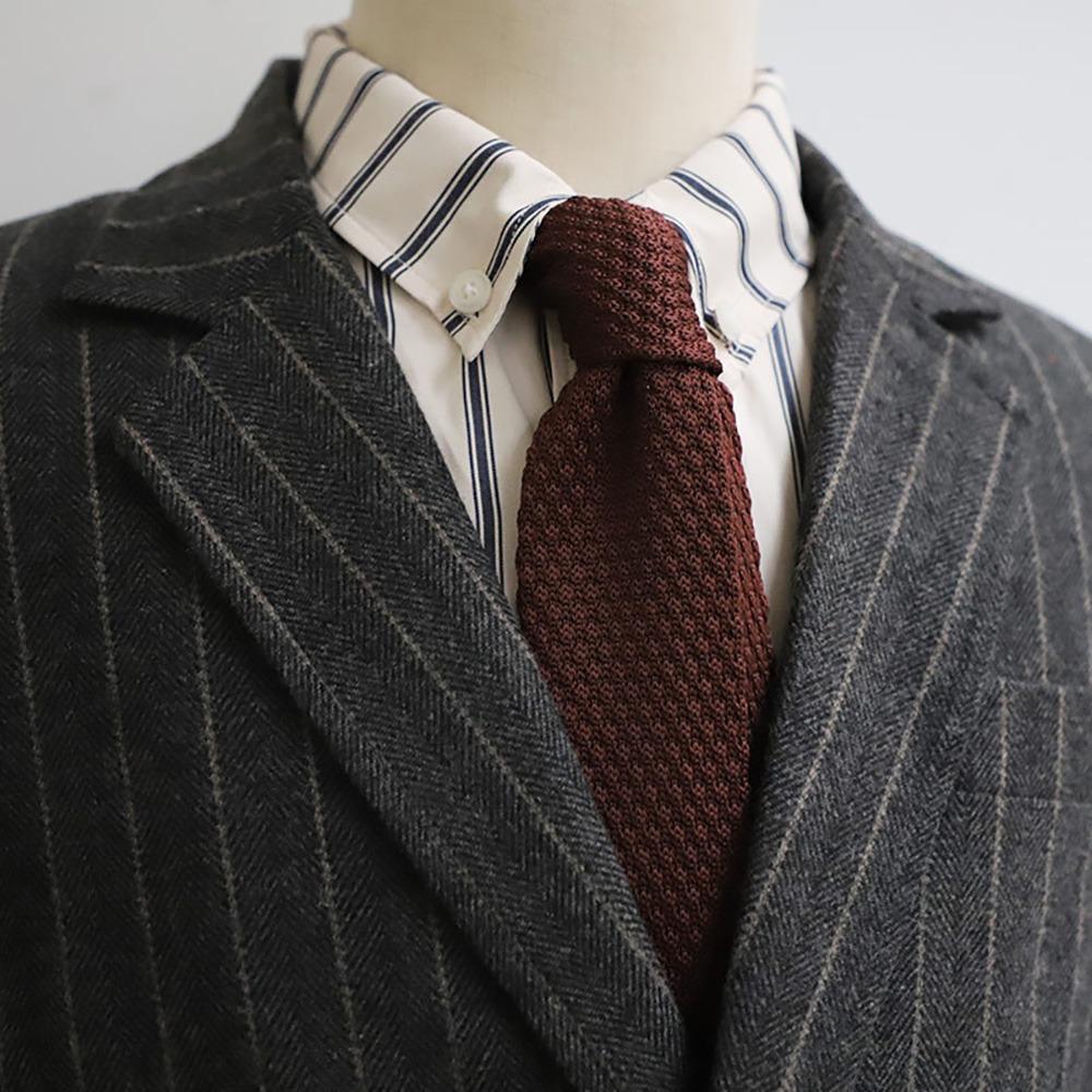 

Adjustable Knitting Shirt Necktie Thicken Men Cravat Fashion Knitted Tie Suit Accessories колір темно кави