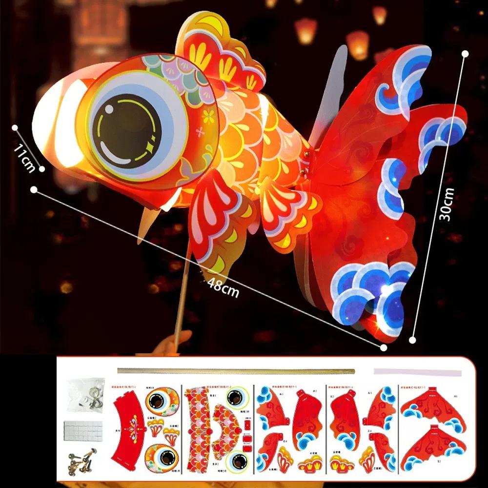 

Светодиодный фонарь-золотая рыбка, Каваий, материалы для DIY-фонаря, китайский фонарь-карп кои, детский подарок Style 4