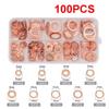 Red Copper Washer Set: 100/200pcs M5-M14 Sealing Gasket Repair Toolbox