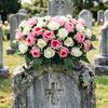 Sella Fiorita Artificiale per Lapide Cimiteriale 34 Fiori Rosa Finti in Seta Realistici Resistenti ai Raggi UV Decorazione Floreale Commemorativa per Lapide Esterna