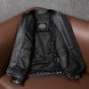 Men Genuine Leather Motorcycle Jacket with Removable Armor Stand Collar Biker Coat for Spring Autumn Riding