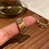 Huitan Two Tone Women Ring Aesthetic Leaf Design Elegant Wedding Party Accessories Inlaid Shining CZ Fashion Luxury Jewelry Gift