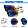 Slant Dual Exhaust Tip, 2.4" Inlet 4.9" Outlet 6.7" Length Tailpipe Universal for Car Bolt on Stainless Steel Burnt Blue