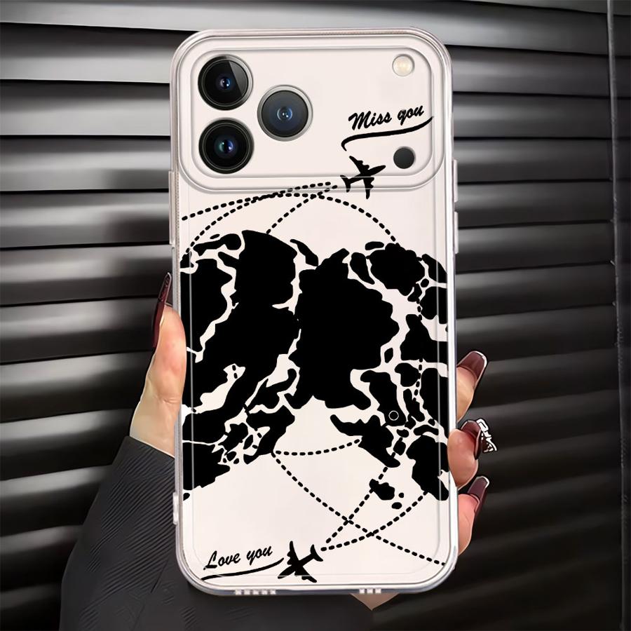 

Чехол для iPhone 17 Pro Max 14 Plus 15 13 Pro Air XS Max 12 Mini 11 16 XR 7 8 Мягкая крышка для телефона Линия Самолет Топографическая карта iPhone X