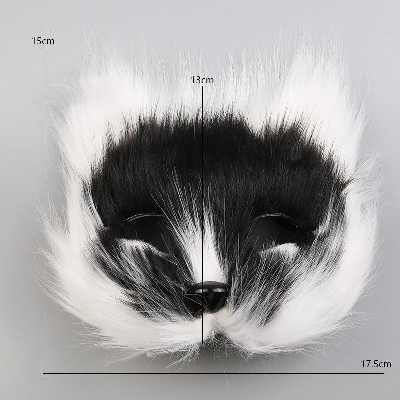 Cat Face Fox Shape Plastic Mask Furry Cat Hair Animal Halloween Cosplay Carnival Party Mask Christmas Props Sexy Imitation Toys