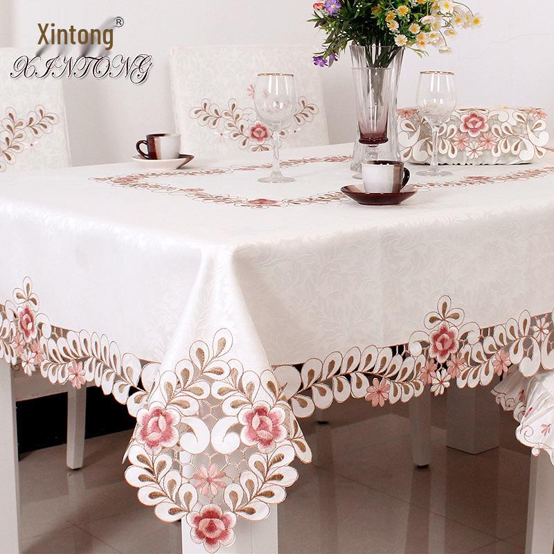 European Dining Tablecloth & Chair Set - Fabric Cover for Rectangular/Oval Tables, Pastoral Style, Model 809 38x38cm Square