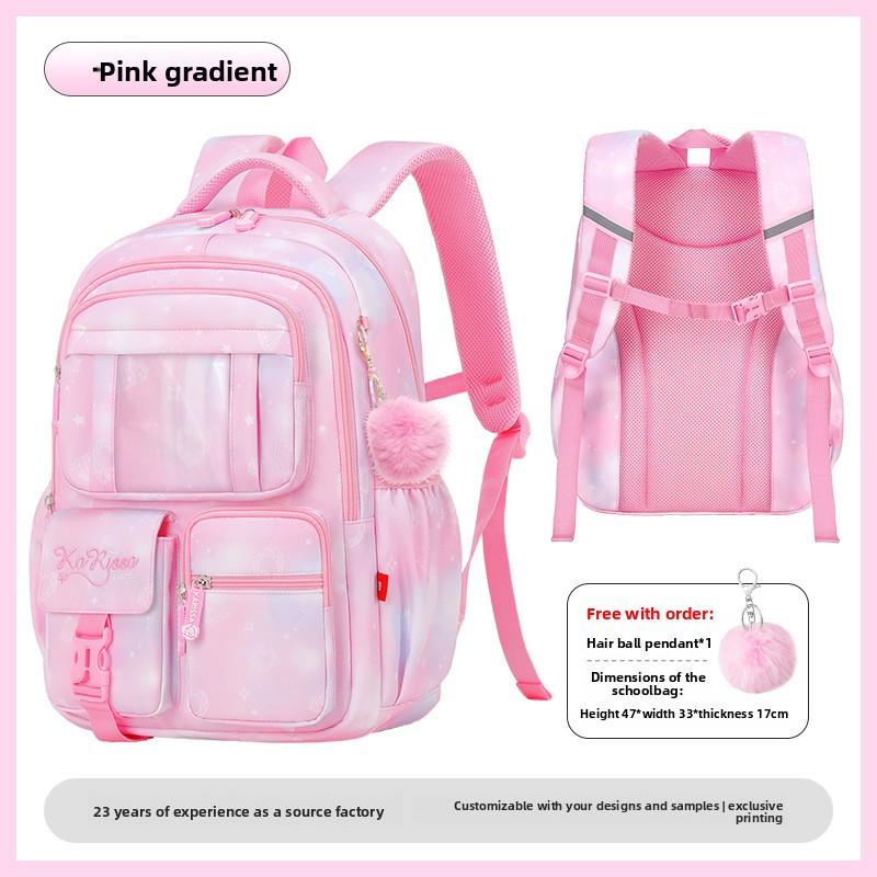 New Pink Princess Primary School Student Backpack, Children's Backpack, Lightweight and Large Capacity Middle School Student Backpack for Girls