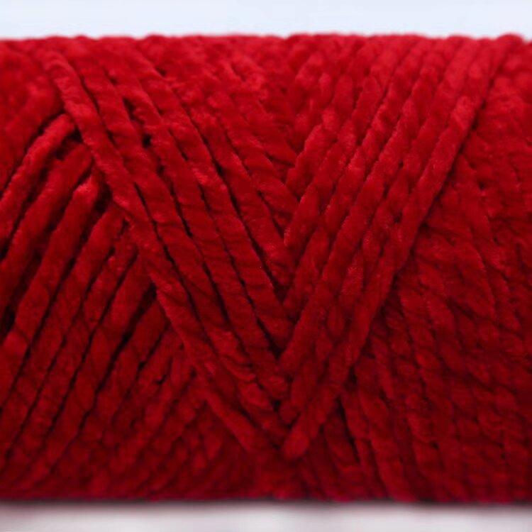 3 Strands Glossy Velvet Hand-Woven Thread Woven Scarf Doll Blanket Chenille Thread Segment Dye 100G Ball