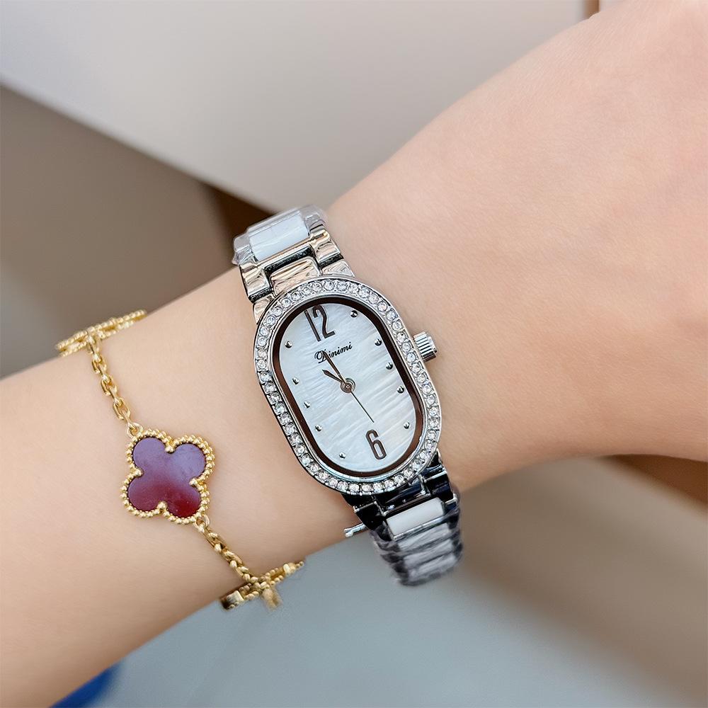 Watch Light Luxury Niche Sense Women'S Simple Women'S Watch With Diamond Oval Small Plate Women'S Watch