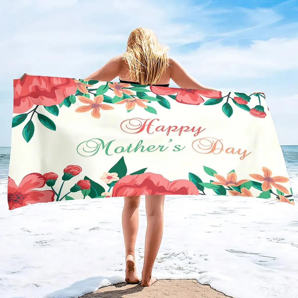 Happy Mother's Day Beach Towel Quick Dry Sand Free Bath Towel For Women Gift Microfiber Swimming Cover Lightweight Face Towels