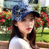 Summer lace rhinestone bow baseball hat women's new mesh breathable sunscreen shade cap