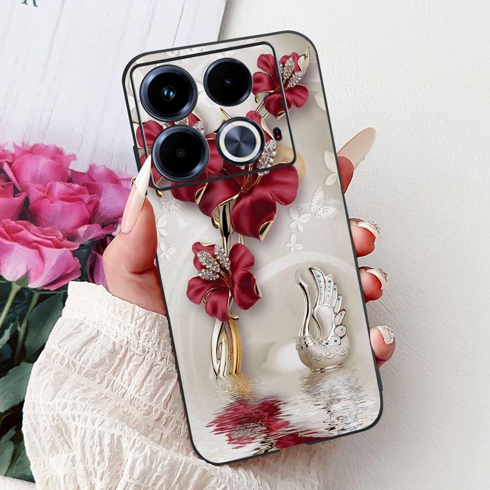 For Cover Infinix Note 40 40x 40Pro Plus Note40 Pro+ Phone Case Colorful Flower Butterfly Lxuru Women Fashion Soft Siliocne Etui