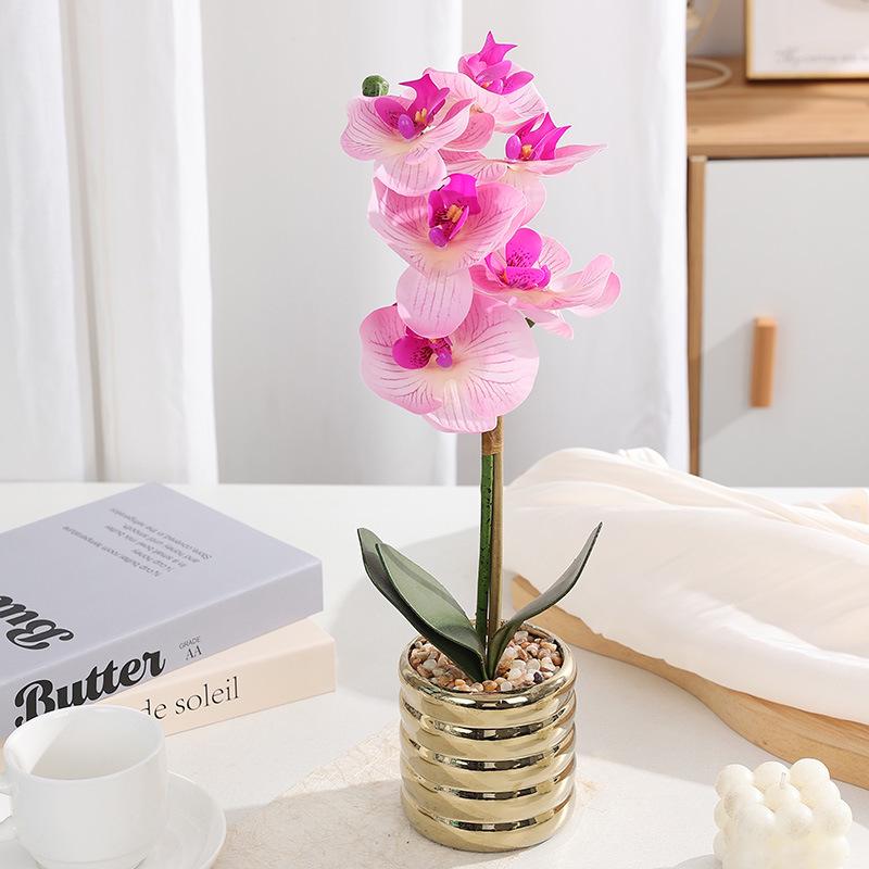 Роскошный искусственный цветок Фаленопсис в горшке - Идеально подходит для декора гостиной, ресторана или отеля. розовый
