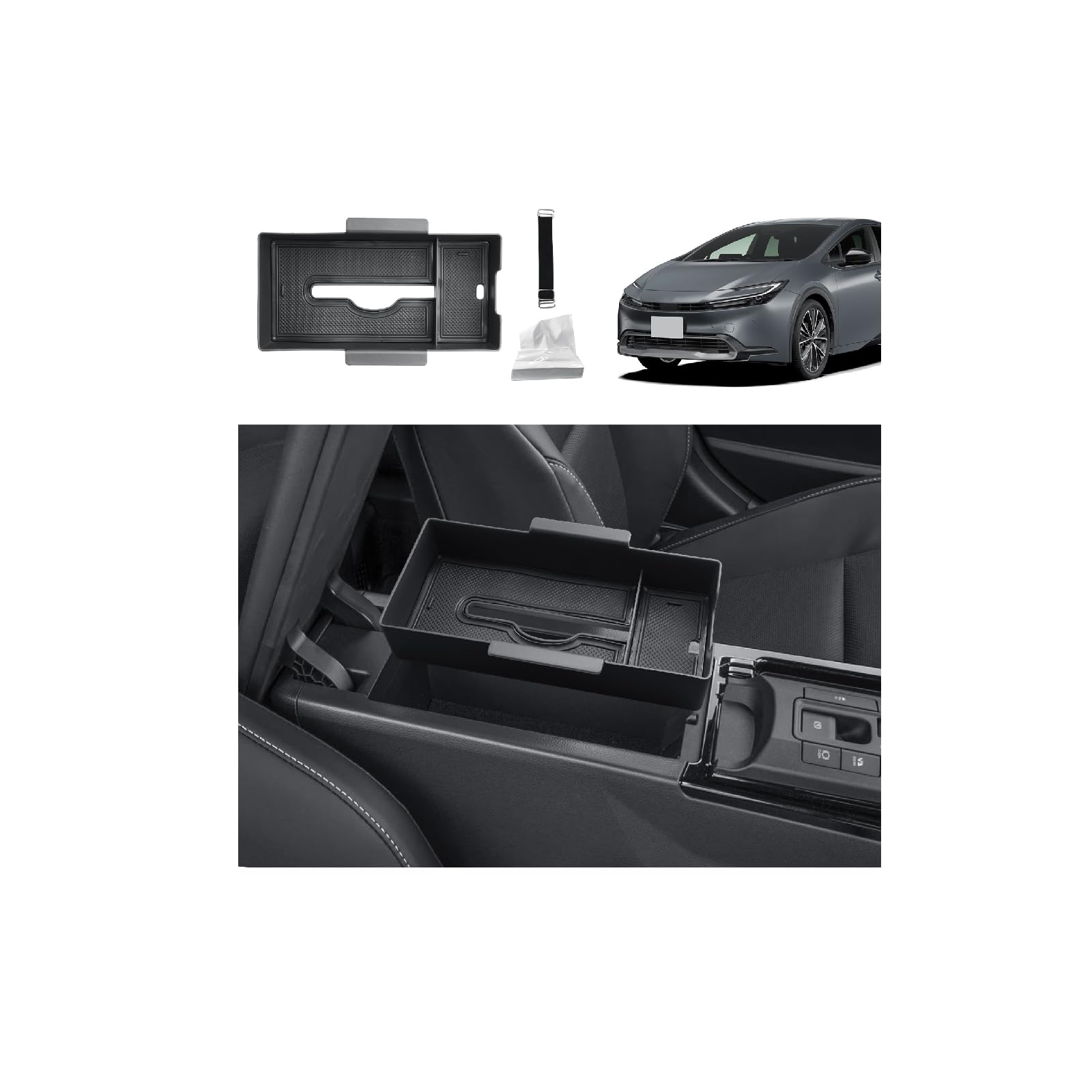 

ECOZEN Подлокотник-консоль-лоток для Toyota New Prius 60 Серии 60 Prius Центральная консоль Хранение салфеток Внутреннее хранение Хранение мелких предметов ABS Пятно Prius 60 чёрный