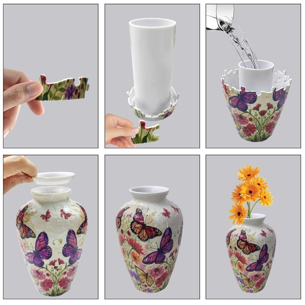 Waterproof 3D Puzzle Vase Creative Home Decoration Vase Crafts Flower Vase Jigsaw  Kids Toys