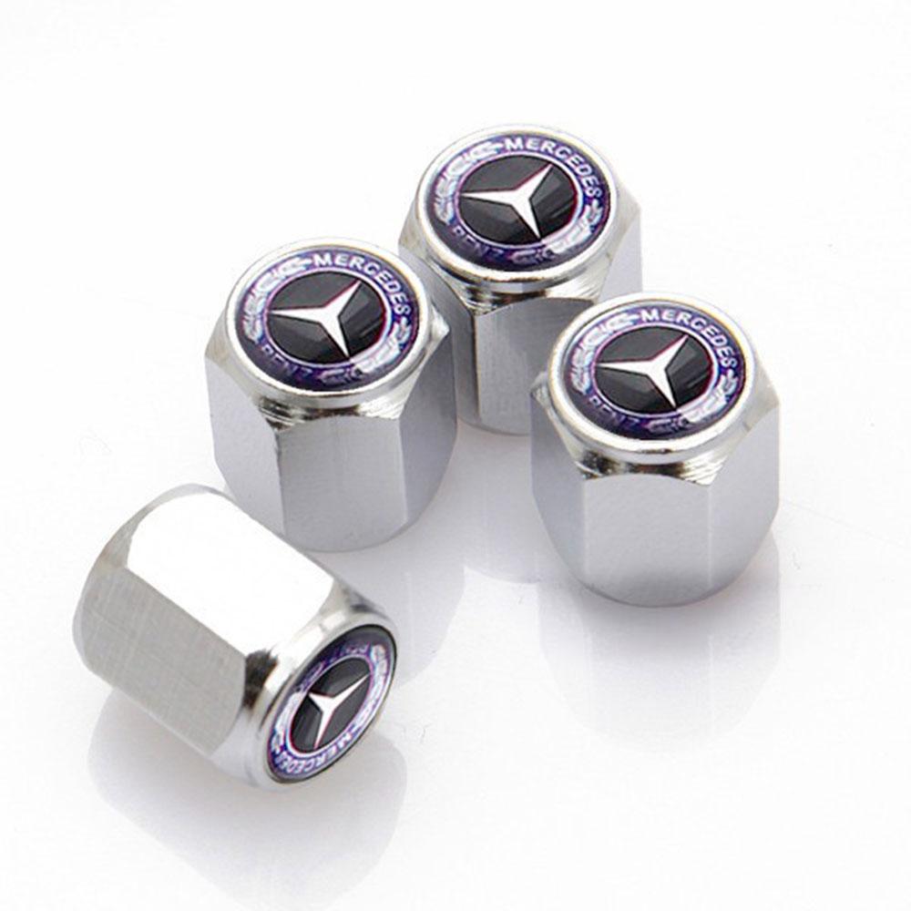 4Pcs Car Cover Tire Valve Caps Dust Caps Wheels Rims Stem For Mercedes Benz AMG A B C E S W204 W212 GLC CLK SLK CLA GLK GLE CLA BD1