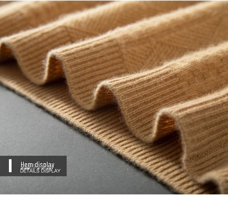 Men's Thickened Cashmere Sweater - Half High Neck Wicker Cable Knit