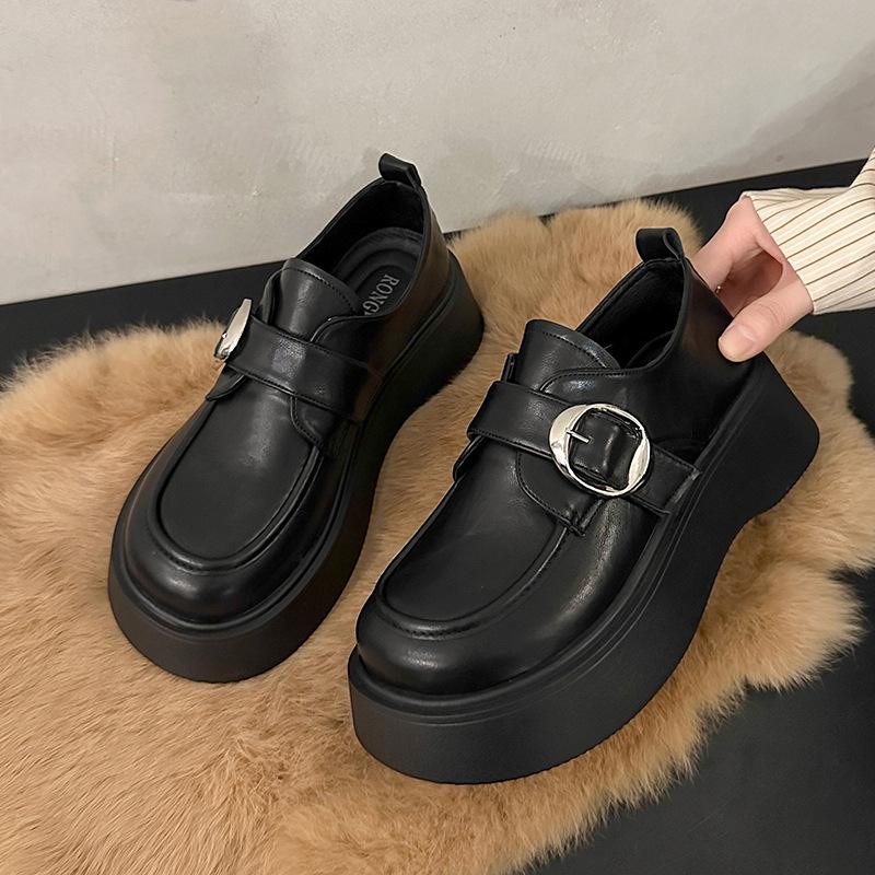 Thick-soled British Style Jk Uniform Small Leather Shoes Women's 2025 New Spring and Autumn Versatile Loafers Popular Big Head Single Shoes