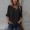 Women's Fashion Casual 3/4 Sleeve Button-Up T-Shirt Pullover Top