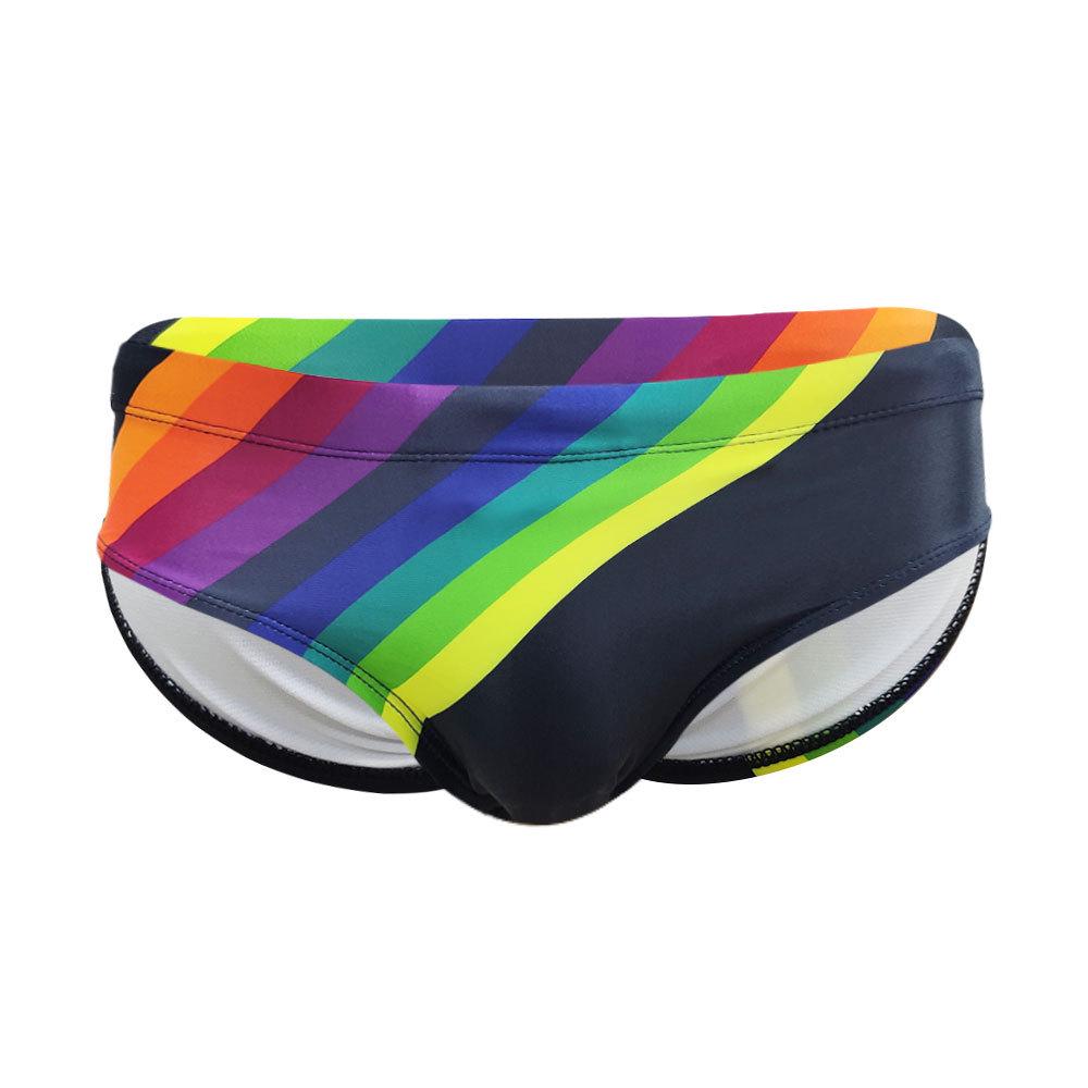 

UXH Men s Striped Tight-Fit Fashion Thong Swimsuit L чёрный