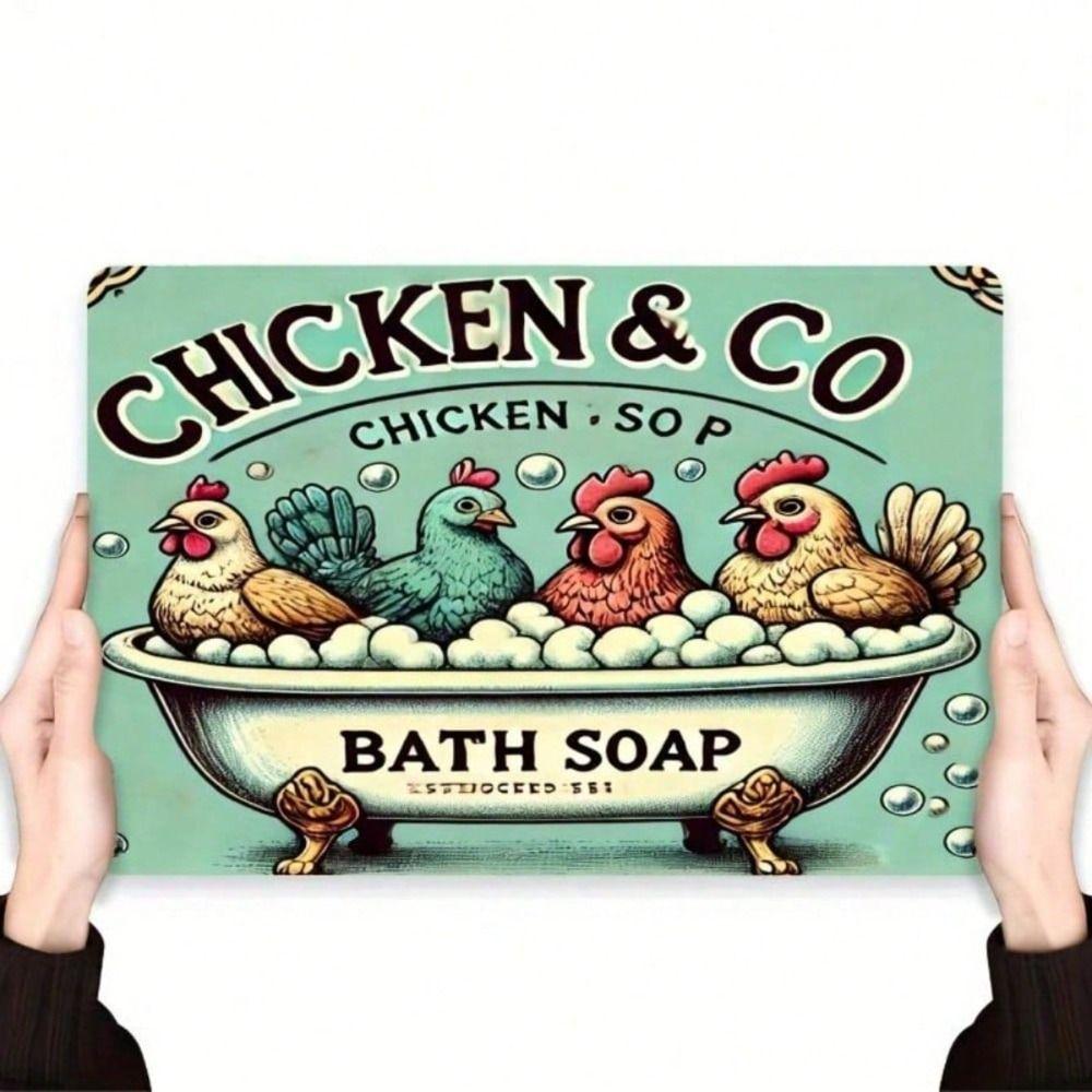 

Vintage Farmhouse Chicken Metal Poster Wall Decor for Bathroom