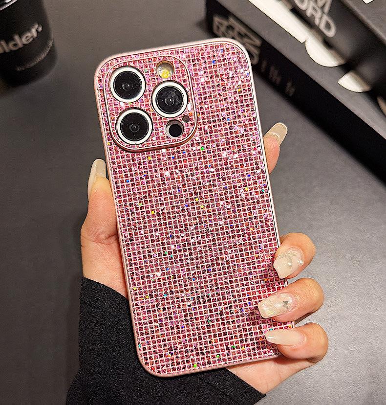 Korean light luxury iPhone15 mobile phone case Apple 17ProMax flash diamond air metallic paint 16 Korean version of women's models