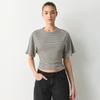 Q25TP400 Women's Slim-Fit Autumn Striped Round Neck Short Sleeve Top