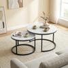 Set of Two Marble-Effect Stacking Tables - White