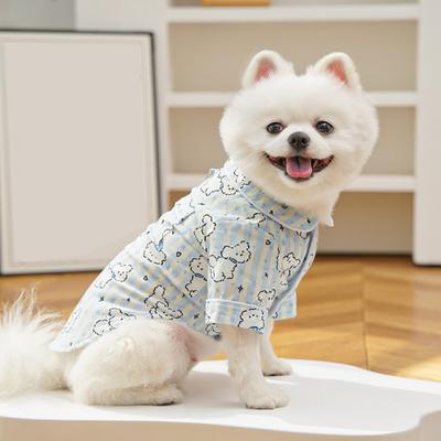 Abbigliamento per Animali Domestici con Stampe di Cuccioli Cartoni Animati Morbido al Tatto come il Cotone con Chiusura a Scatto Facile Maglietta per Cani per Primavera Estate